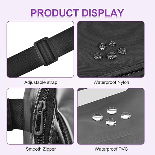 Miniatura 6 de Riñonera transparente para mujeres y hombres, riñoneras de moda, Negro -, Deporte