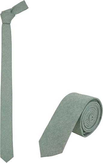 Mens Cotton Solid Skinny Necktie 2" Tie
