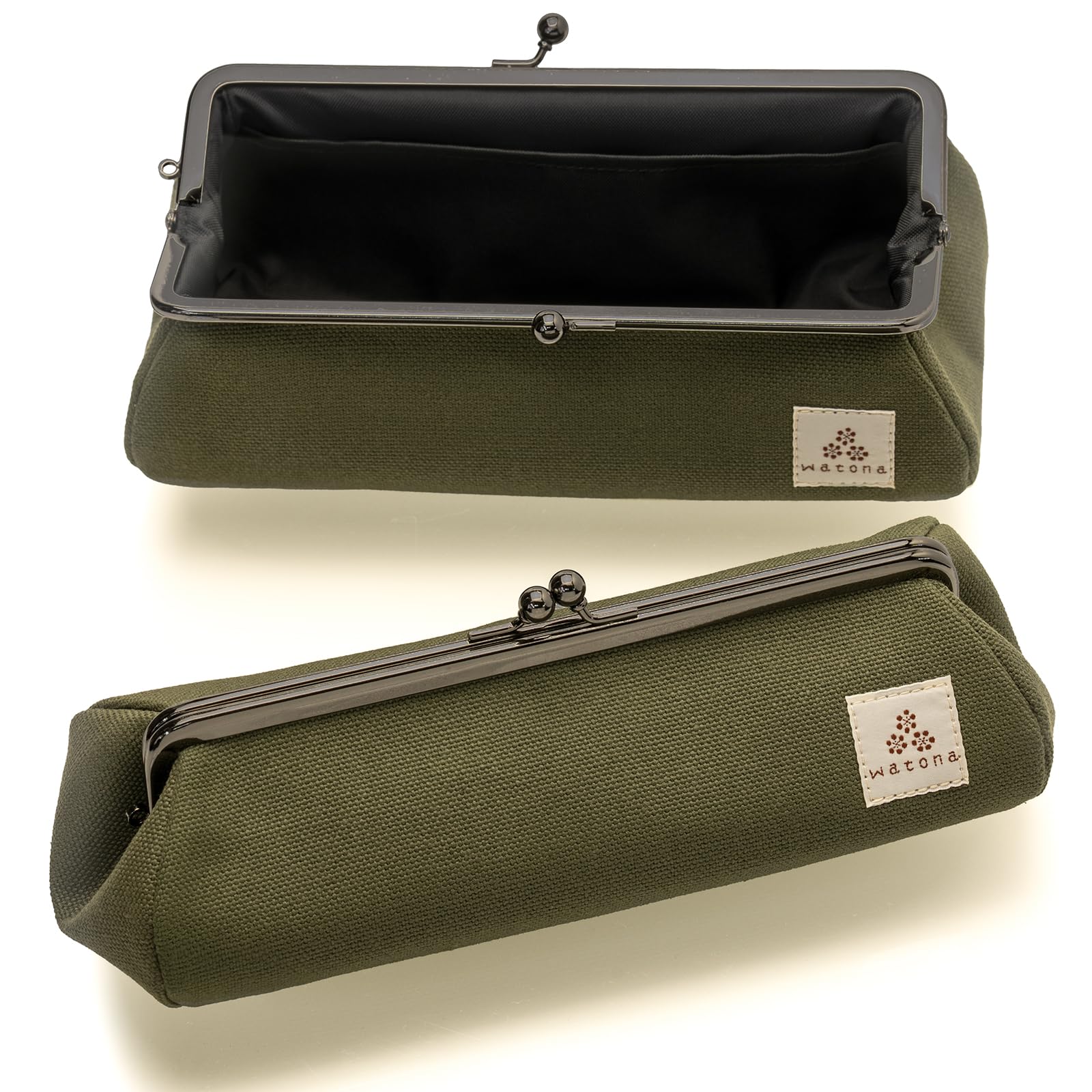 Kurashiki Canvas Snap Pen Case, Olive Green