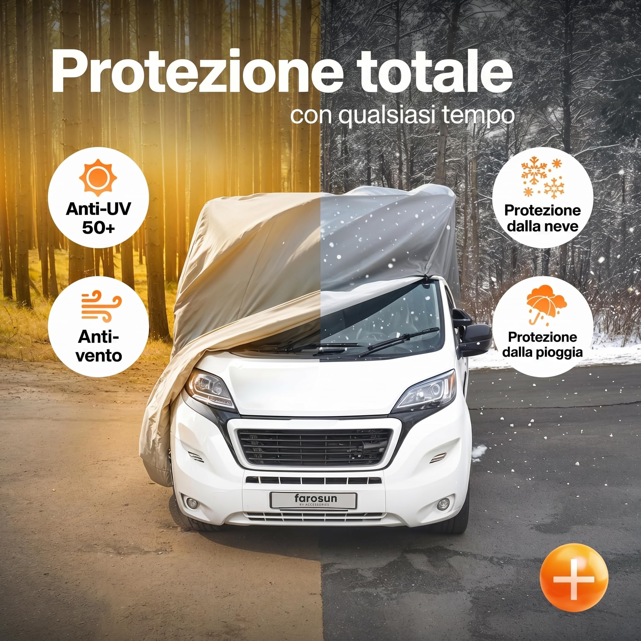 Telo protettivo a 4 strati per camper, resistente alle intemperie e traspirante, resistente ai raggi UV, resistente agli strappi e alle intemperie, per inverno ed estate, 750 x 235 x 270 cm