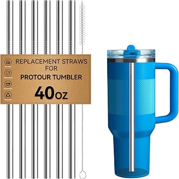 Metal Straw for Stanley ProTour 40 oz Flip Straw Tumbler, Stainless Steel Replacement Straws for Stanley Pro Tour 40oz Flip Straw Lid Cup, BPA Free, Dishwasher Safe