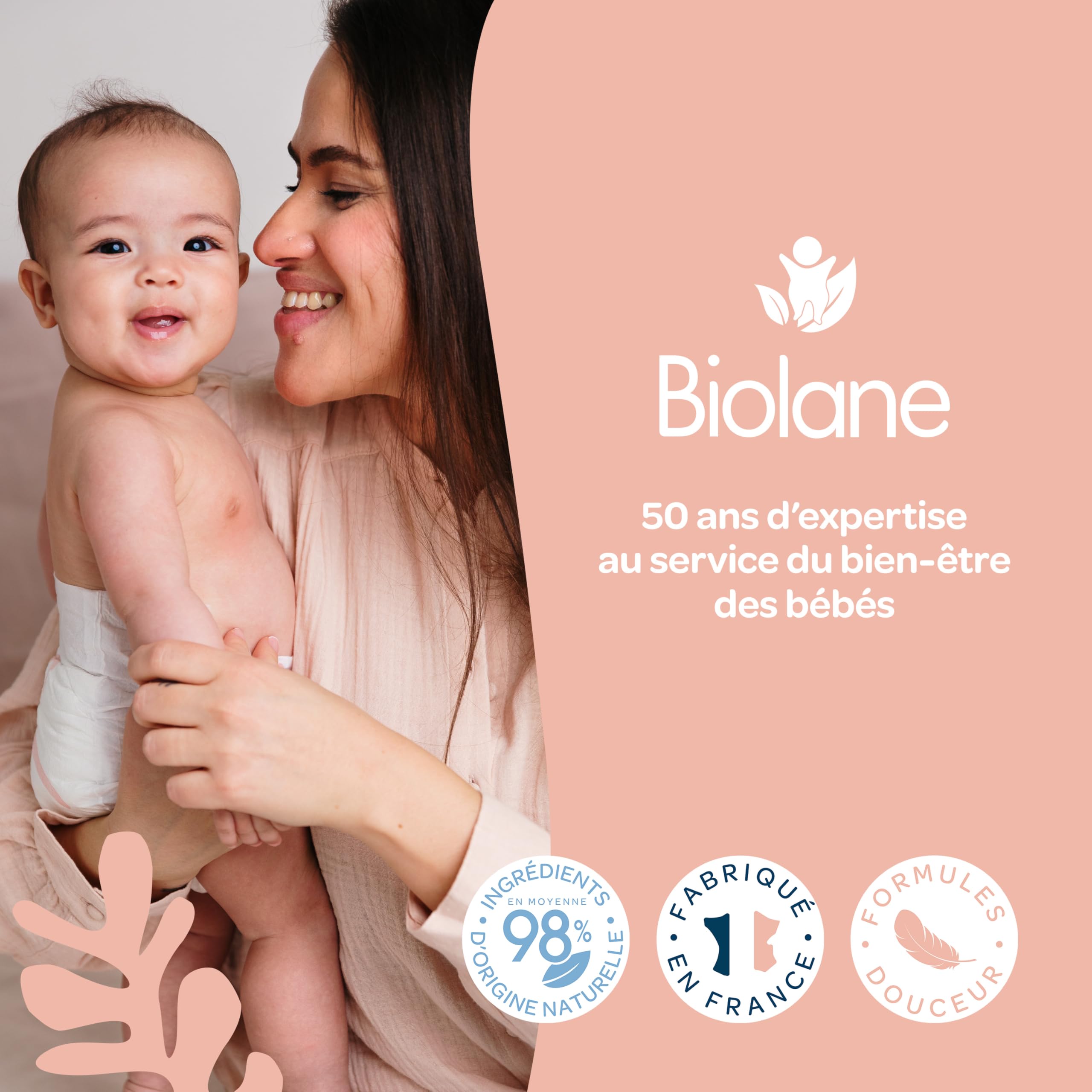 BIOLANE - Lot de 12 Maxi-Carrés de cotons - Bébé - 100% Bio - 720 Cotons - Peaux sensibles - Change & Toilette - Dès la naissance - Fabriqués en France