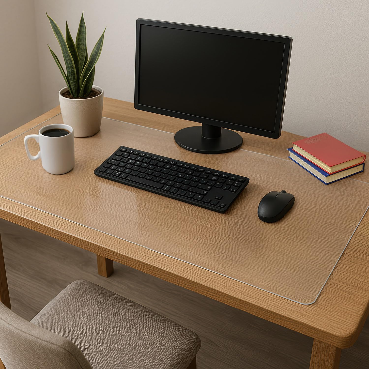 Tapis Transparent xl 160x80 cm Facile à Nettoyer Style Simple Verre Souple Sous-main Bureau pour Ecrire Bords Ronds pour Ordinateur et Maison PVC Épaisseur 2 mm Protection de Table