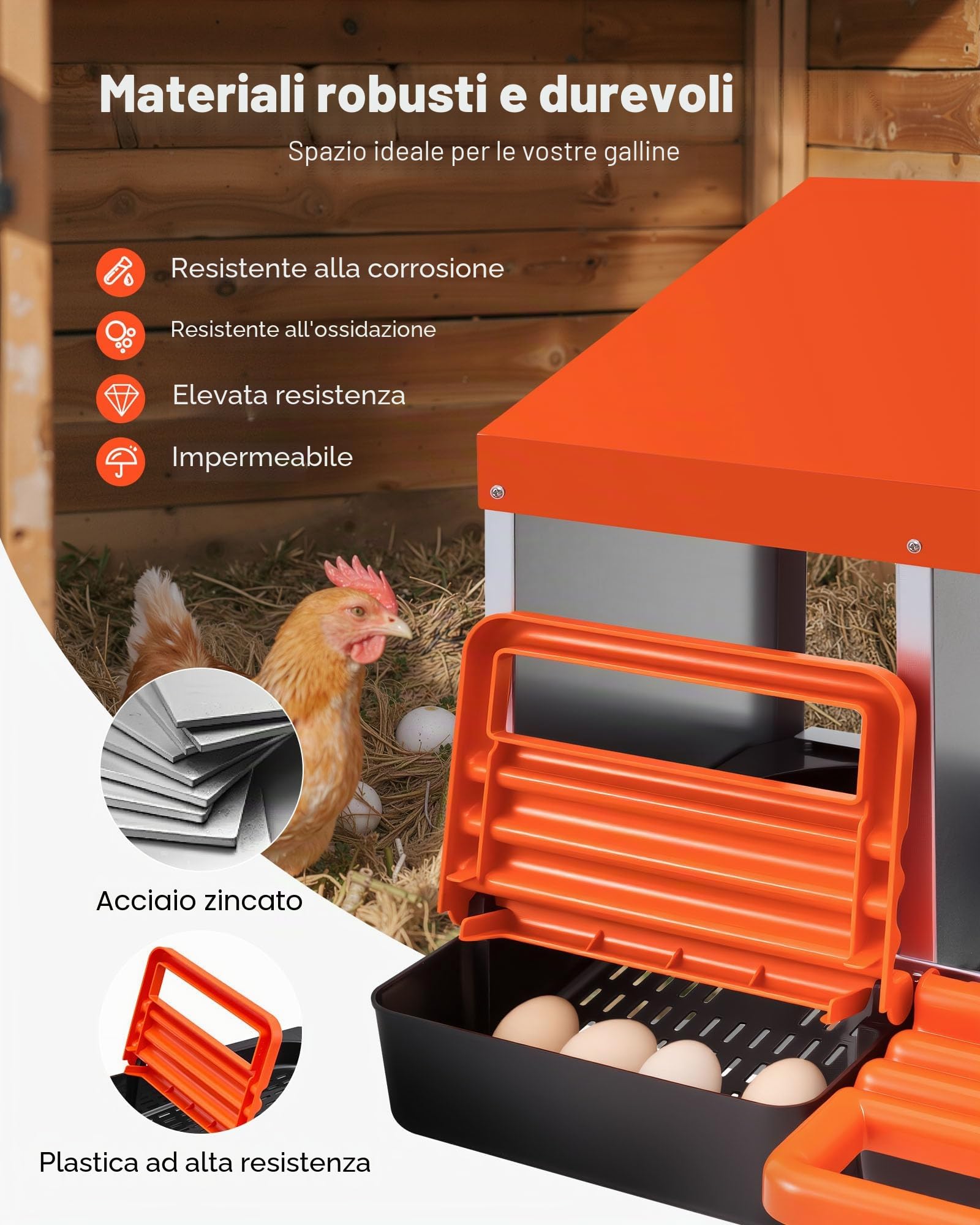 VEVOR Nido per Galline a 2 Livelli Nido per Raccolta Uova con 10 Scomparti, Scatole per Deposizione delle Uova in Metallo con Coperchi Protettivi, Estraibile, per Galline, Anatre (8 Scomparti)