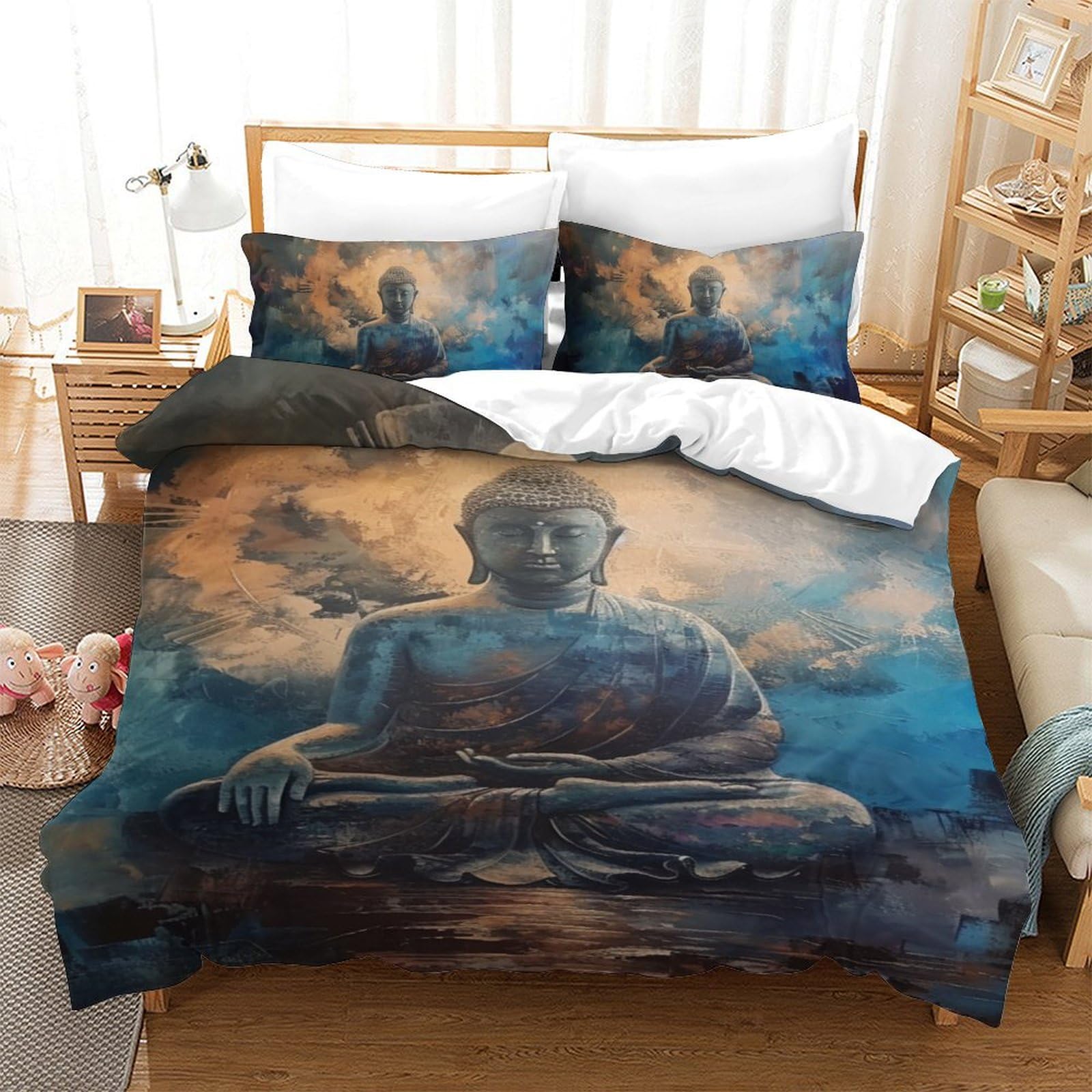 Parure de lit Bouddha 3 pièces housse de couette microtheme 140x200