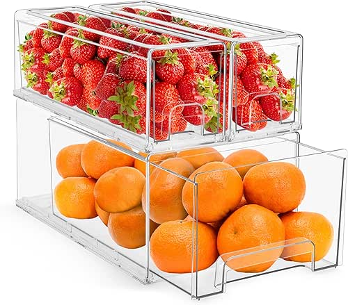 Sorbus Fridge Drawers - Clear Stackable Pull Out Refrigerator Organizer