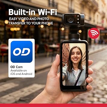 AgfaPhoto Realimove MC3X mini kamera, stabilize, 3 eksenli, Full-HD video, LCD ekran, WiFi bağlantısı, lityum pil, siyah