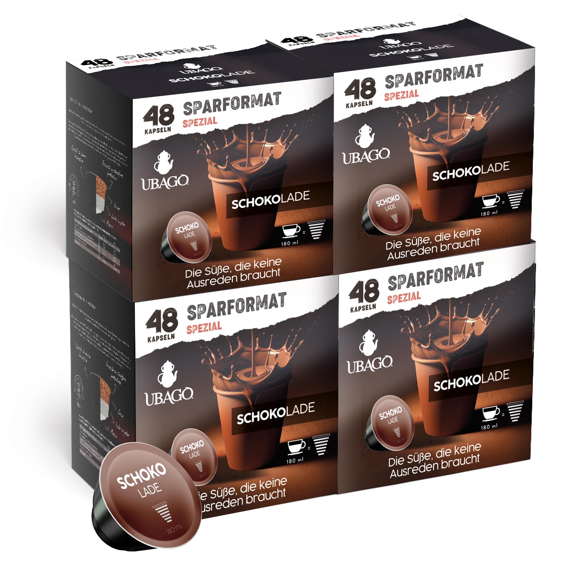 Ubago Kaffeee in Kapseln Cremige Schokolade, Kompatible Kapseln Dolce Gusto, Angebot mit 192 Stück