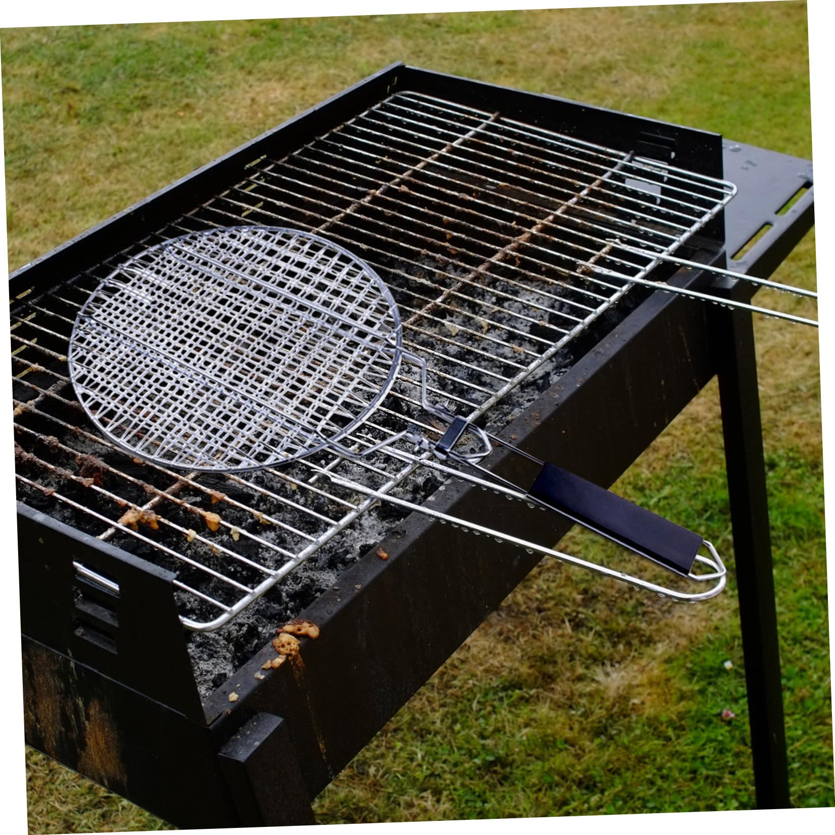 VICASKY Cestello per Barbecue in Acciaio Inossidabile Argento, Leggero e Facile da Usare con Borsa per Riporre, per Grigliare Pesce e Carne All'aperto