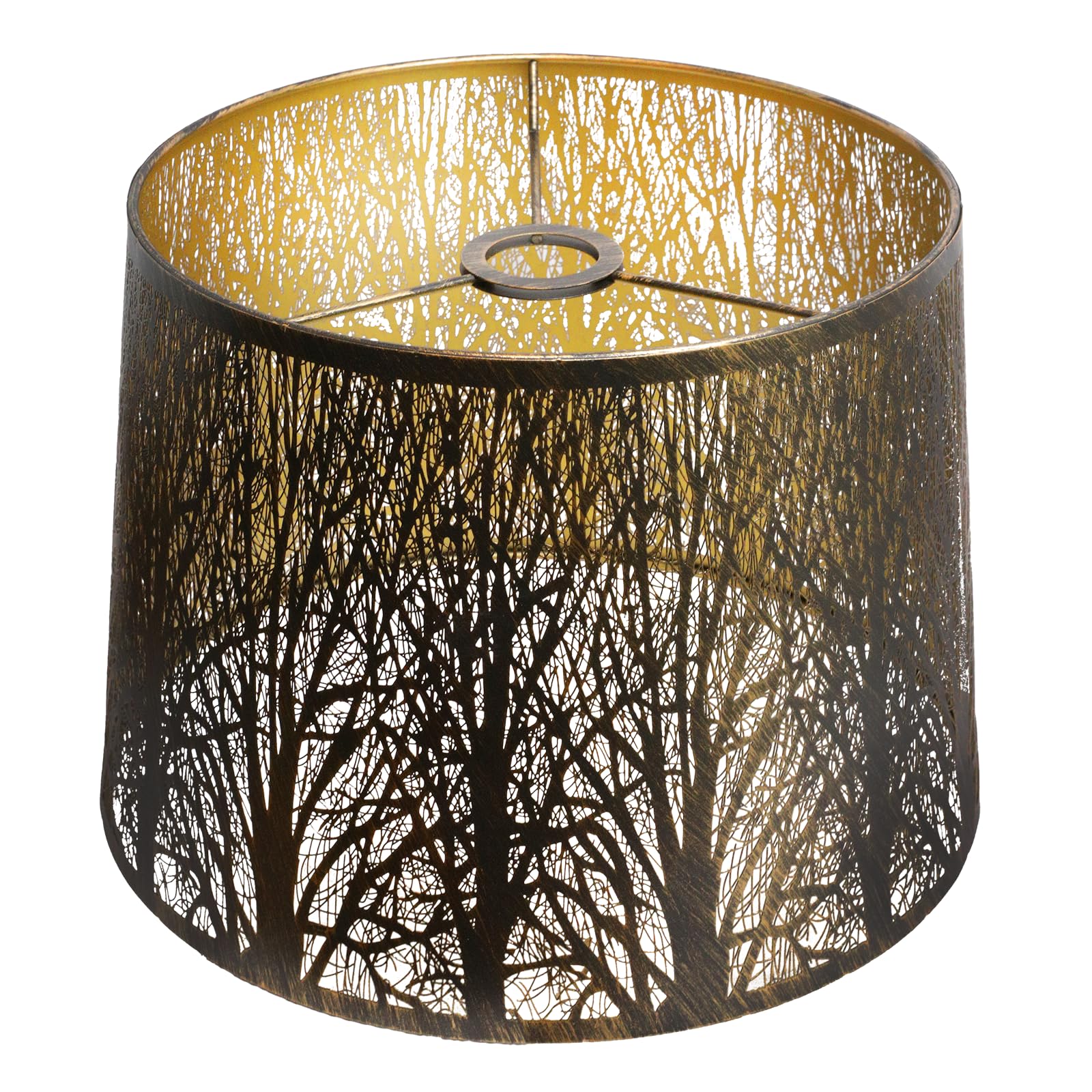 ALUCSET Large Lampshade, Etched Forest Pattern Antique Bronze and