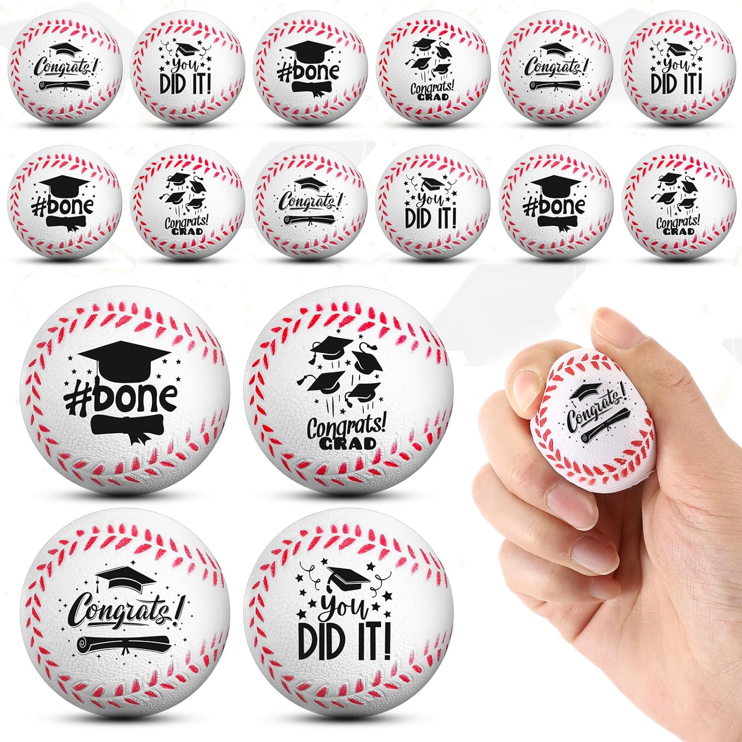 Arrowbash 12 Pcs Class of 2026 Graduation Gifts Mini Baseball Stress Balls Bulk, Baseball Fidget Toys for Graduation Boys Girls College Exchange Party Favors Dog Toy Goodie Bag Stuffers Anxiety Relief