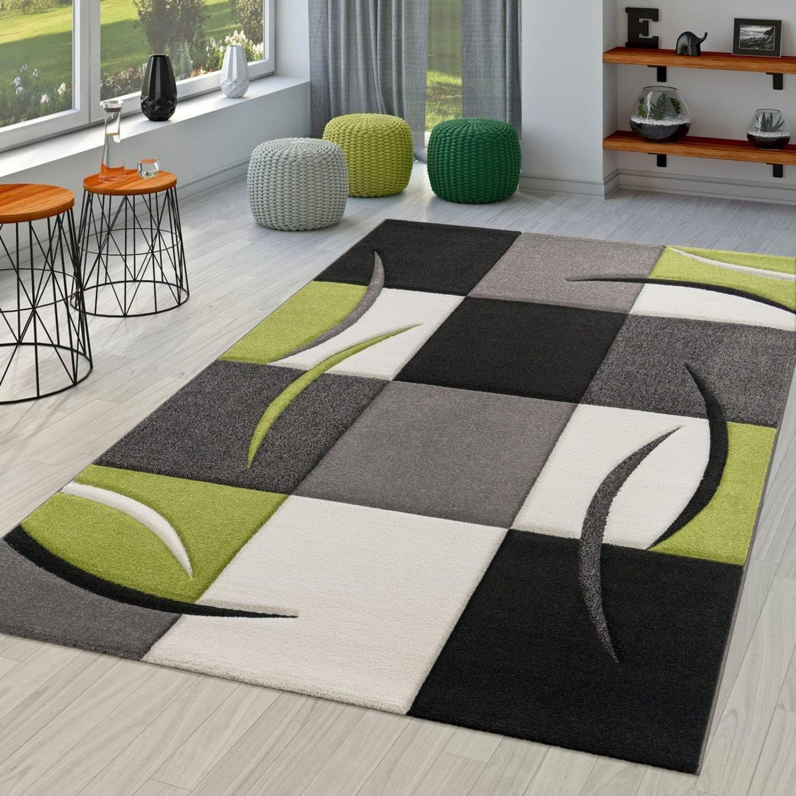 3D Teppich Geometrie - Modern Schlafzimmer Flanell Teppich Geometrie Wohnzimmer Teppich - Dekoration Carpet rutschfeste Teppiche 120 x 170 cm