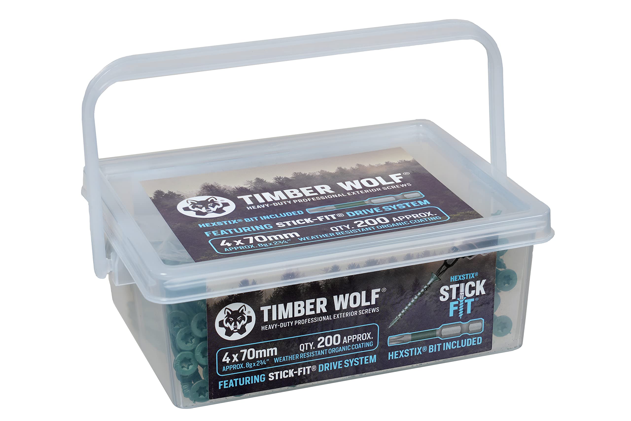 Timber Wolf Green Exterior Woodscrews - 4.0 X 70Mm - Tub Of 200,
