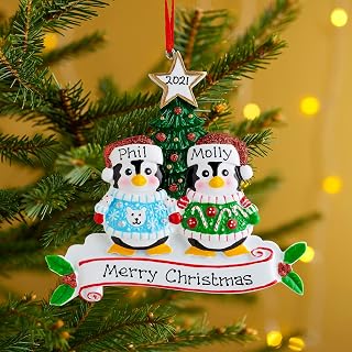 Personalised Family Christmas Xmas Tree Bauble Decoration Ornament | Ugly Sweater Family | Groups 2,3,4,5 & 6 (Family of 2)