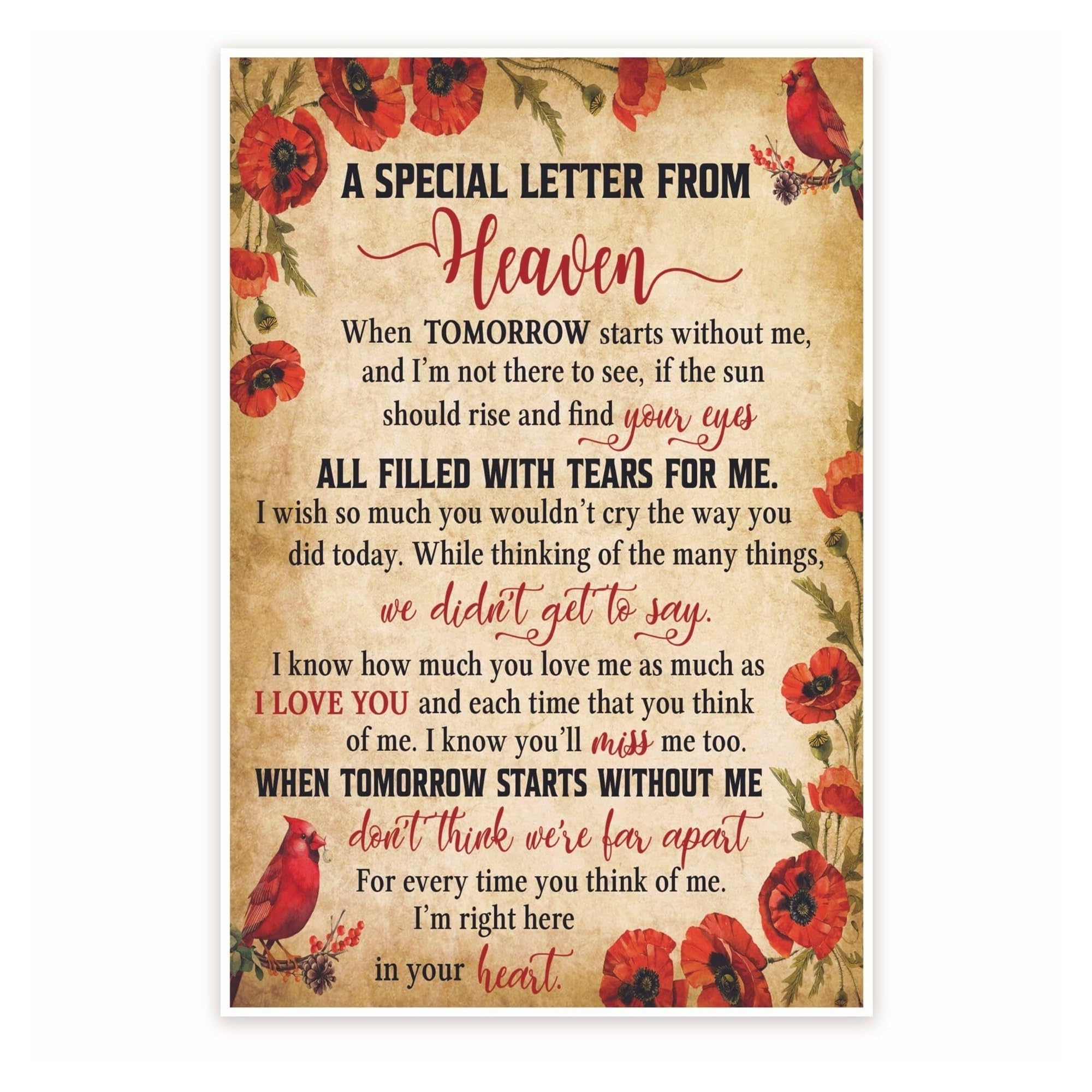 FOPURE In Remembrance Poster - Tribute Wall-Art & Sympathy Gift - Decor for Those Grieving a Loss(Unframed,12x18inch(30x45cm))