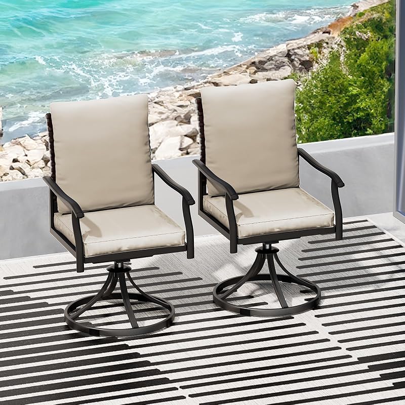 LEVELEVE 2-Piece Swivel Dining Chairs, Outdoor Patio Bistro Chairs for Lawn, Garden, Deck, Backyard & Porch (Matching Series for 5-Piece Set) image 2