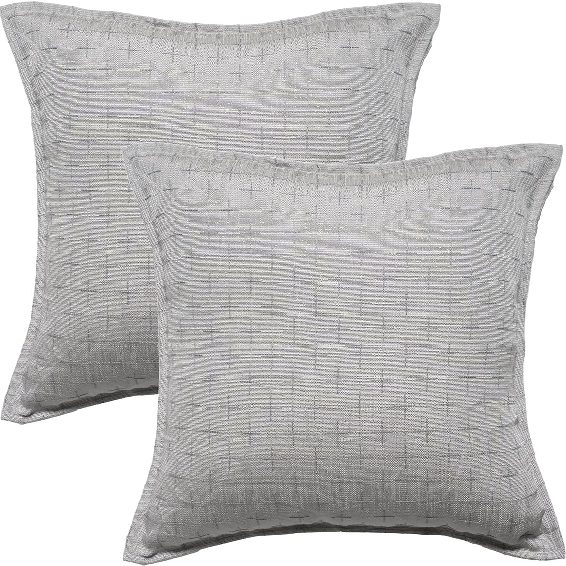 HOMTRYLIC Cushion Covers 50X50cm Decorative Throw Pillows Covers Set of 2 Soft Woven Textured Farmhouse Cushion Pillow Cases with Flange Edge for Sofa Bed Couch Home Decor, Light Grey