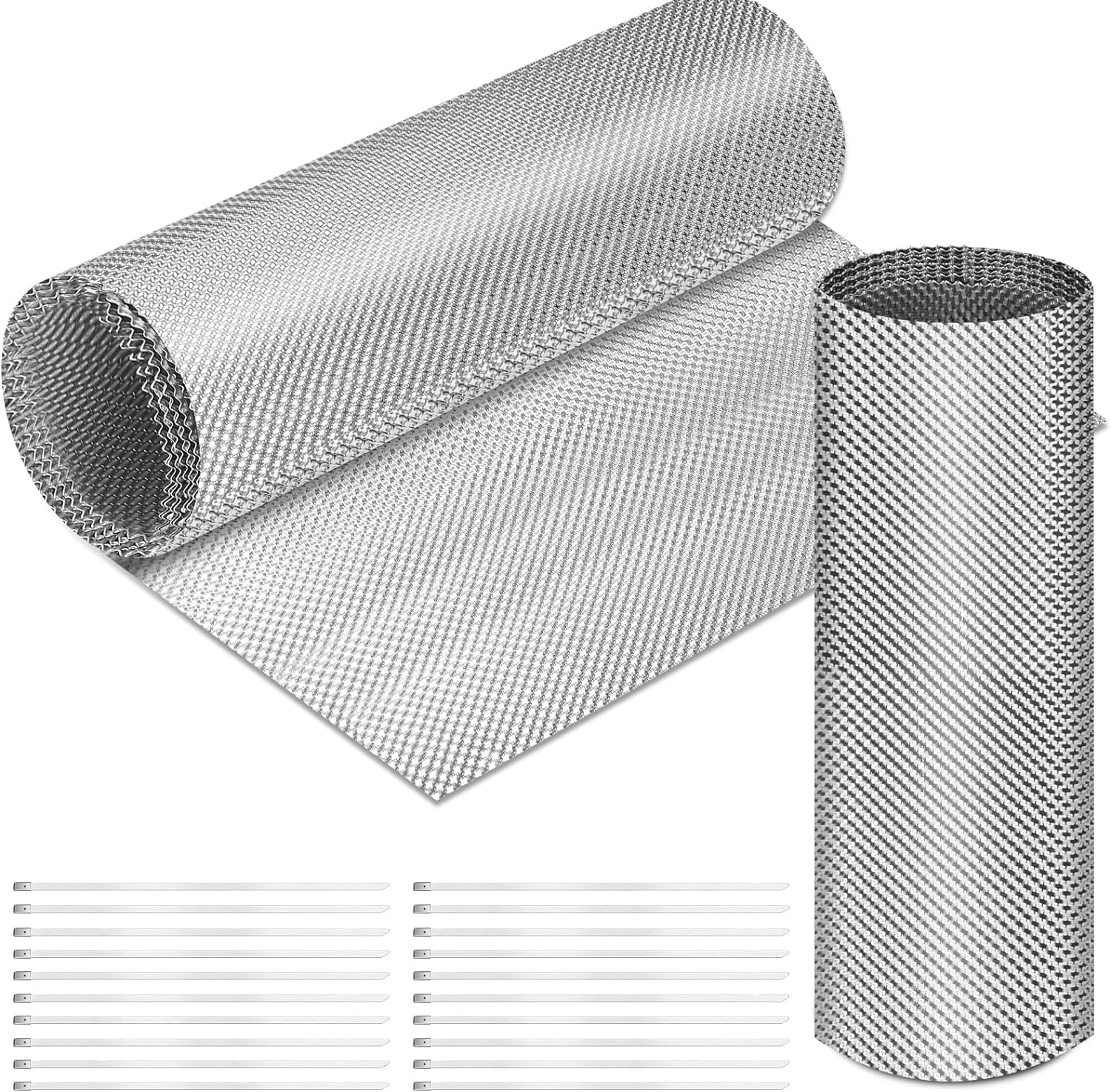 BaiYiQing（12" x 6"） Titanium exhaust pipe heat shield,exhaust heat wrap Pipe Shield, 2 Layer Motorcycle Exhaust Heat Shield,Muffler Heat Shield Exhaust Wrap Pipe Heat Insulation Protection with Clamps