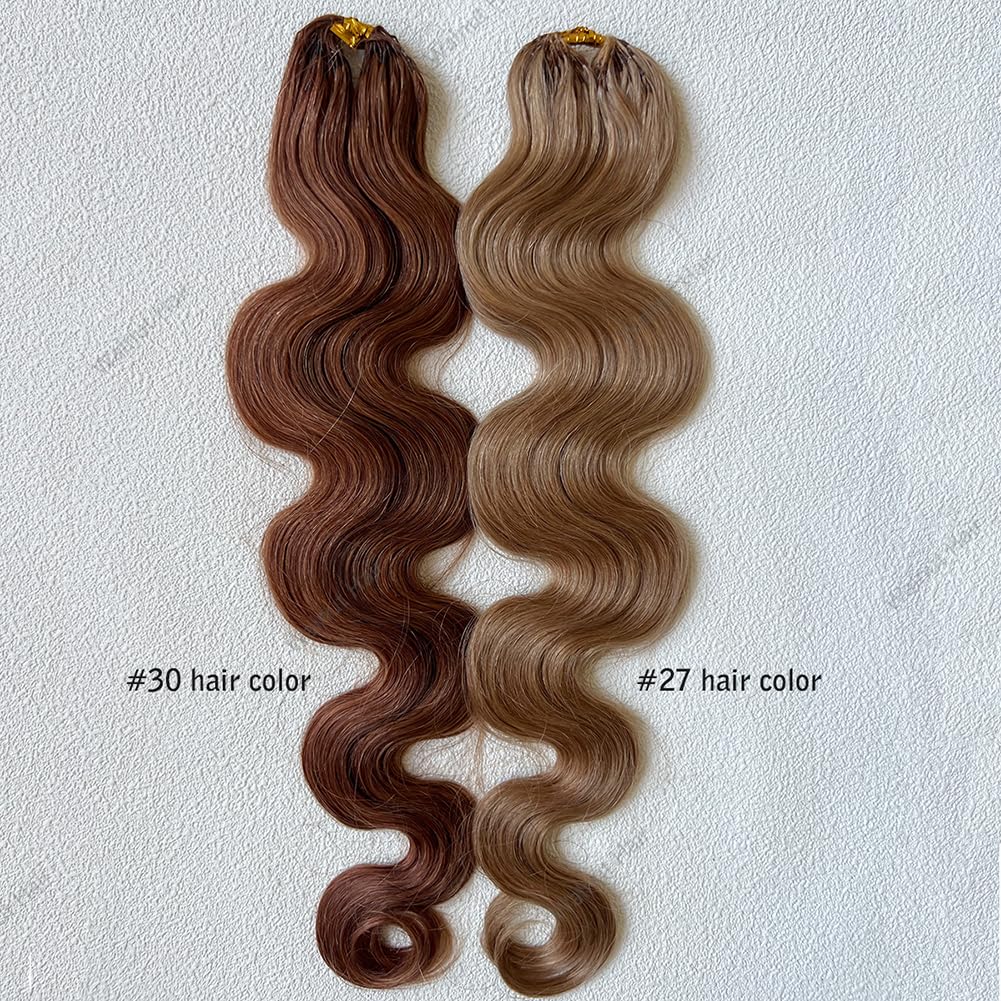 Body Wave Pre Separated Crochet Human Hair Braids Extensions Body Wave Brazilian Virgin Hair for Boho Braiding Knotless Feather Hair Extensions For Black Women #30 Hair Color 14inch 120g
