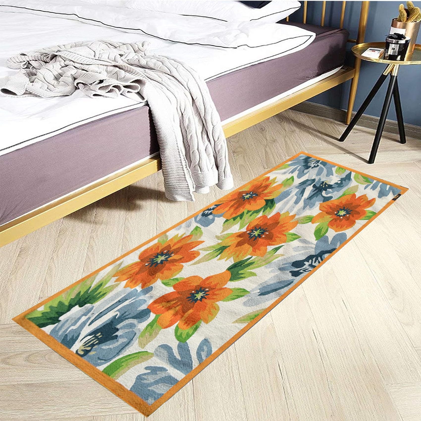 Tappeto Cucina Antiscivolo Lavabile, 70 x 420 cm lavabile e antiscivolo Tappeto Multiuso con Fondo Antiscivolo per Corridoio e Ingresso Interno, Arancione