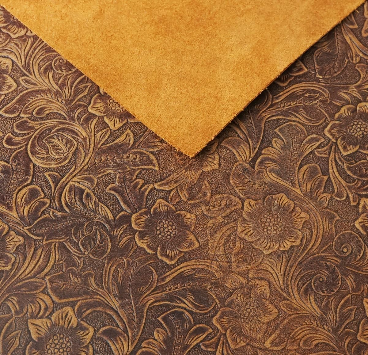 Bump Texture Genuine Leather Sheets Plain Geometric Pattern Printed Leather Sheet for Crafts (Bourbon Brown, 12"x24")