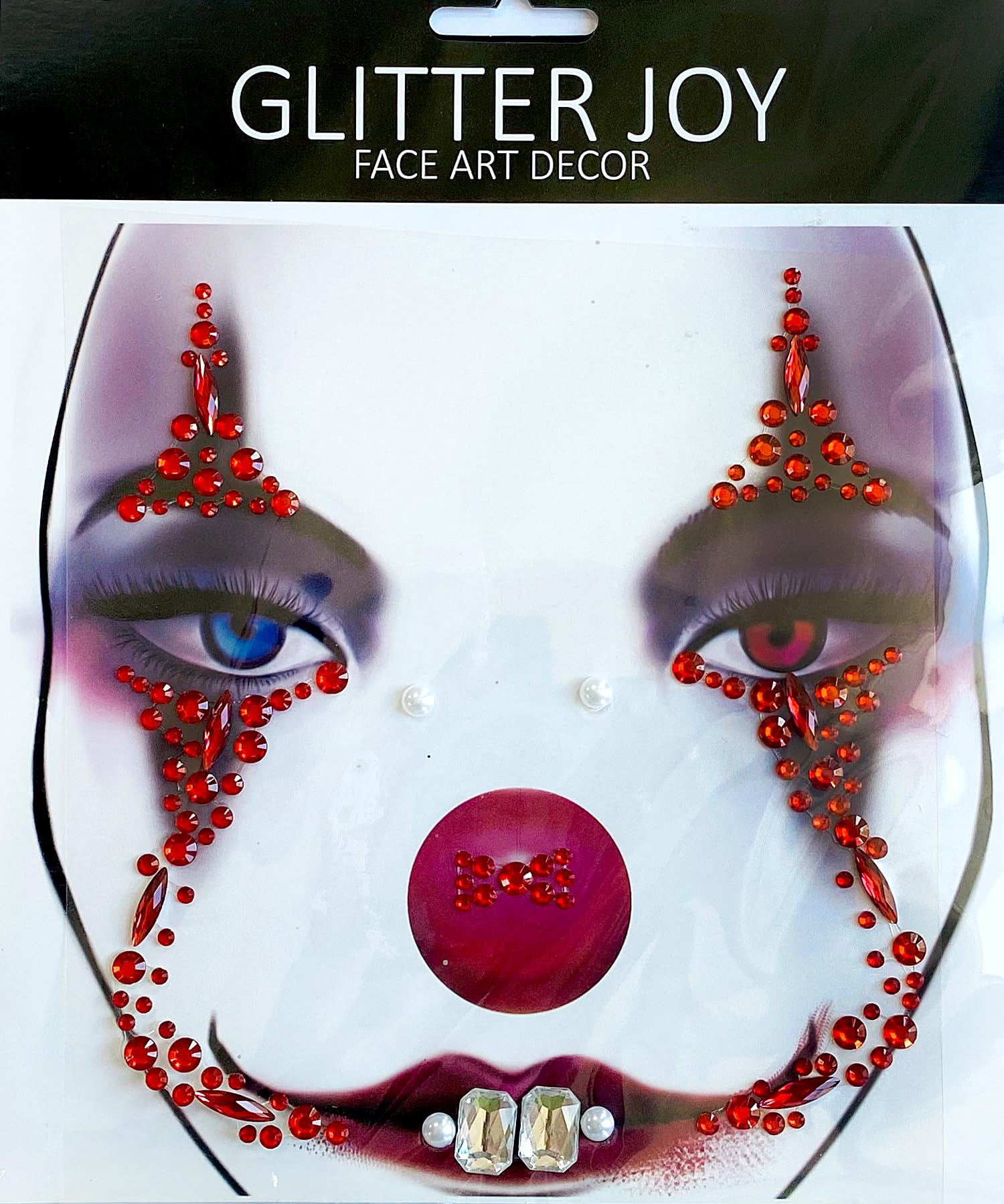 Halloween Clown Face Gems,Day Of The Death Skull Face Jewels Sticker,2-Pack