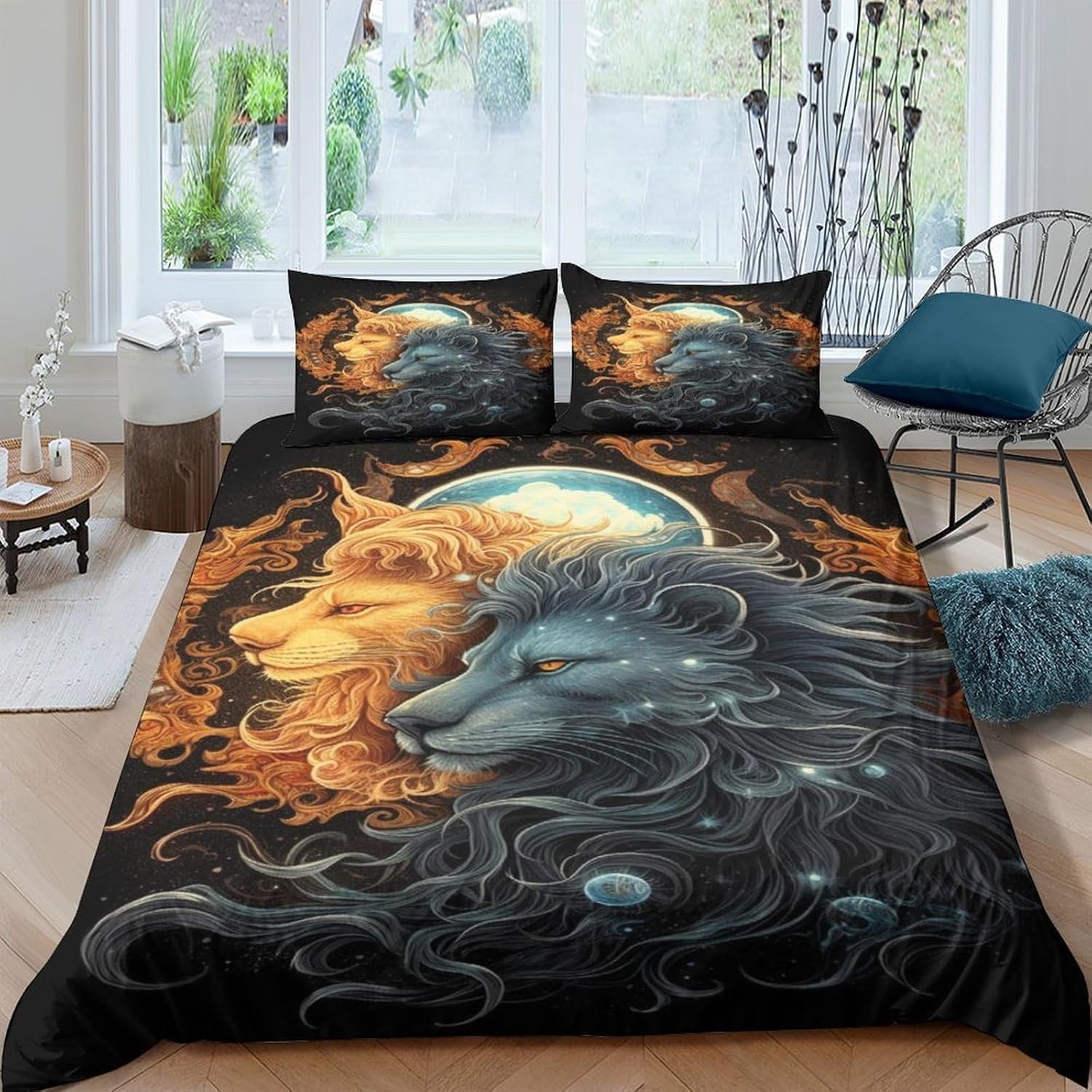 Housse de couette lion 3D grand format 260X230 cm pour sublimer une chambre d'enfant ou d'adulte