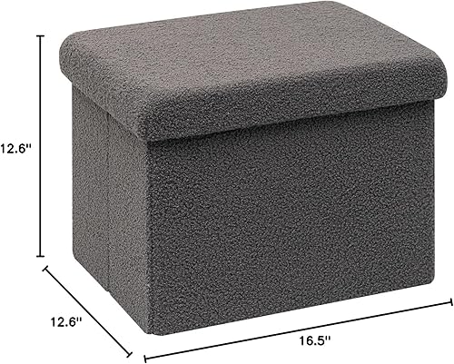 Miniatura 30 de PINPLUS Otomanas otomanas de almacenamiento con forma cuadrada con reposapiés de almacenamiento para sala de estar, asiento otomano Boucle para
