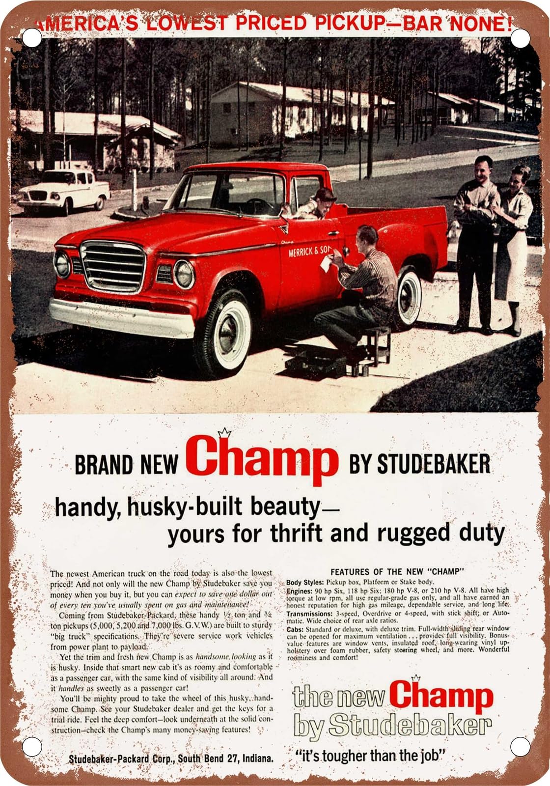 Miaomansenstore Metal Sign - 1960 Studebaker Truck Vintage Ad 02 - Old Retro Rusty Look Home Decor
