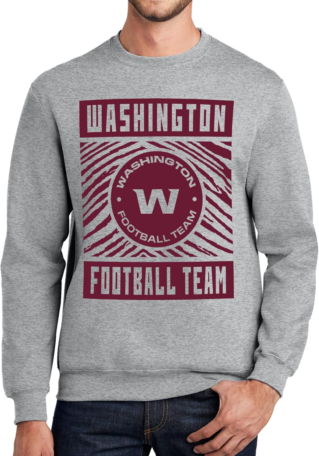 Zubaz Officially Licensed NFL Men's Athletic Crew Neck Sweatshirt with Single Color Zebra Graphic
