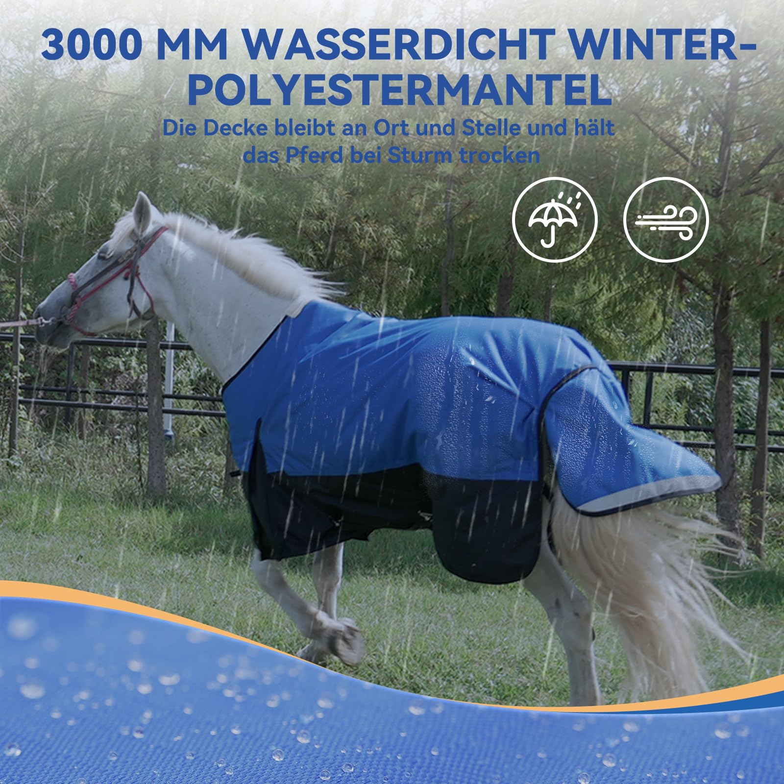 Manta para caballo de invierno de 155 cm, 1200D, impermeable, resistente, resistente, gruesa, con relleno Snuggit de 220 g, transpirable y cálida para caballos