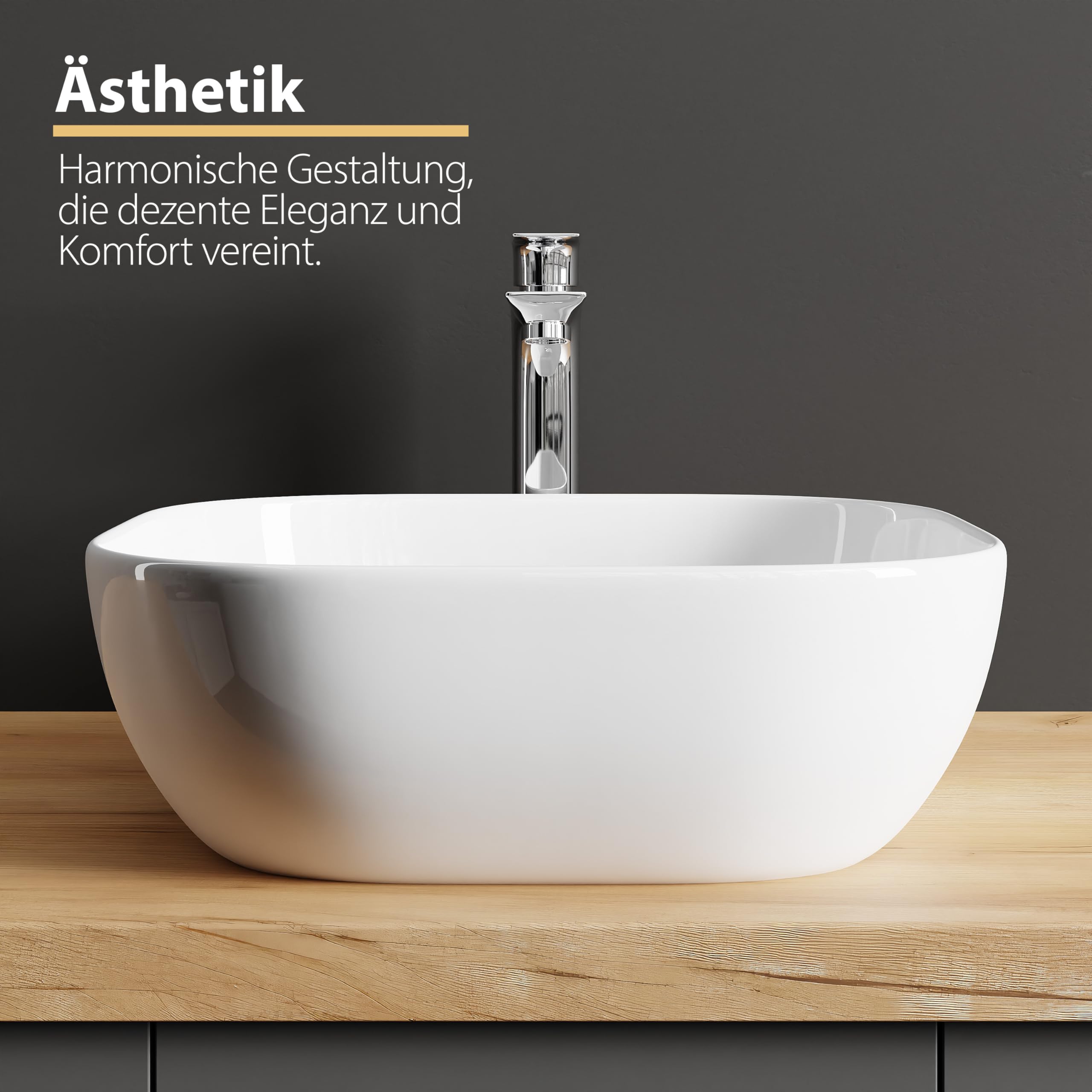 Planetmöbel Grifo mezclador de baño con cartucho de cerámica, grifo monomando para lavabo, altura 29 cm, cromo