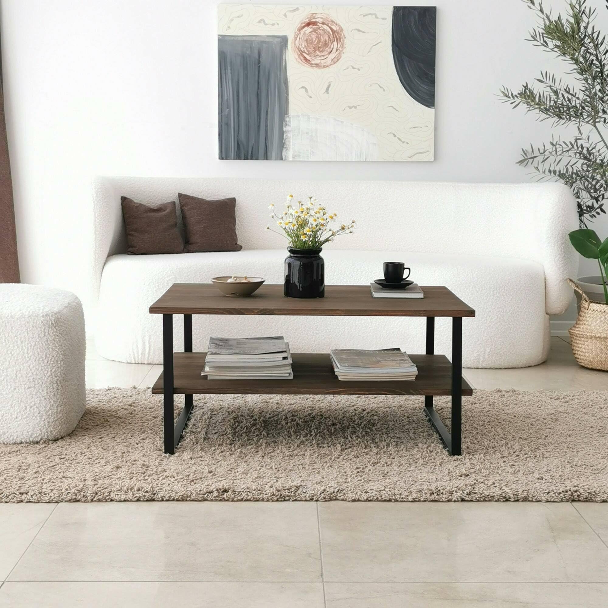 Tavolino Da Salotto Jed Bianco - 110x60x40 Cm, Design Moderno, Perfetto Per Divano, Portariviste E Piano D'appoggio