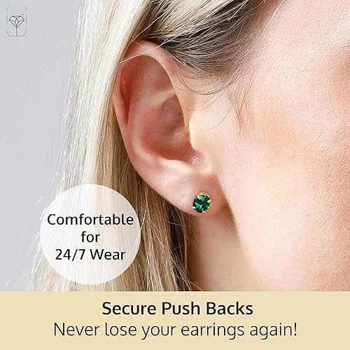 Miniatura 4 de 14k Gold Oval Stud Earrings for Women with Push Backs 7x5mm Gemstone Birthstone Earrings Real 14 Karat Gold Earrings Studs Hypoallergenic