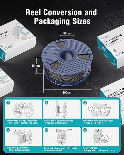 Miniatura 8 de SUNLU - Filamento ABS para impresora 3D de 1.75 mm, altamente resistente y duradero, resistencia al calor, excelente dureza, compatible con el 99%