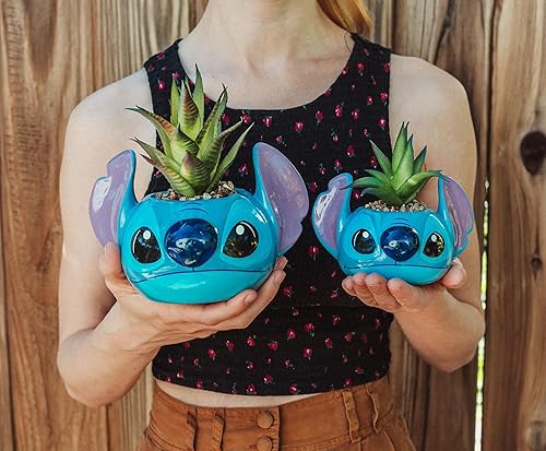 Miniatura 5 de Silver Buffalo Lilo and Stitch - Planta decorativa de imitación de cara decorativa en cerámica, tamaño grande