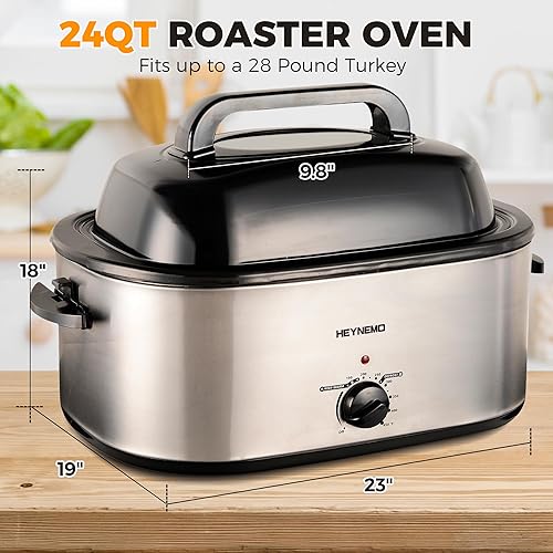 Miniatura 5 de 24 Quart Electric Roaster Oven with Self-Basting Lid, Stainless SteelTurkey Roaster Oven with Removable Pan and Rack, Adjustable Temperature Control