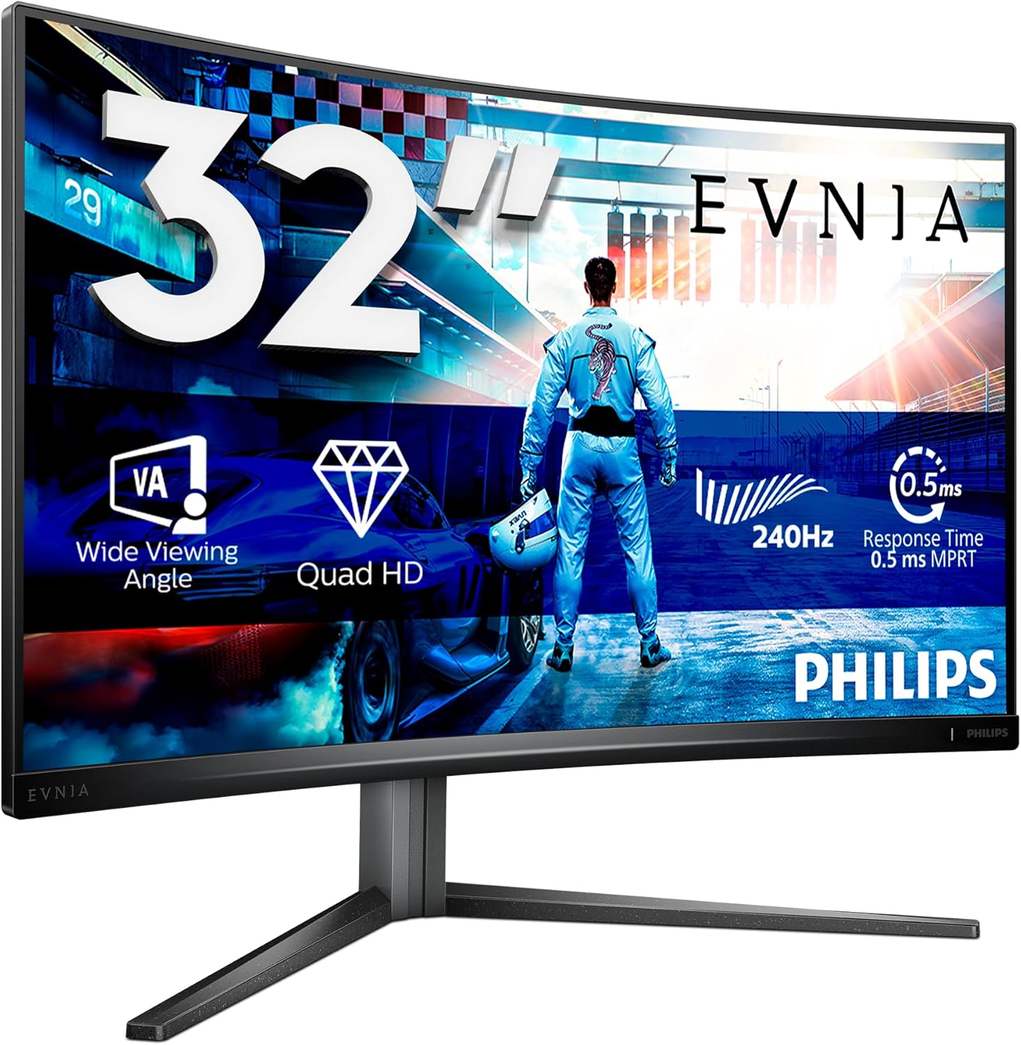 Philips 32M2C5500W Monitor 32 Pulgadas QHD, 240Hz, Fast VA, 0.5 ms MPRT, Adapti…
