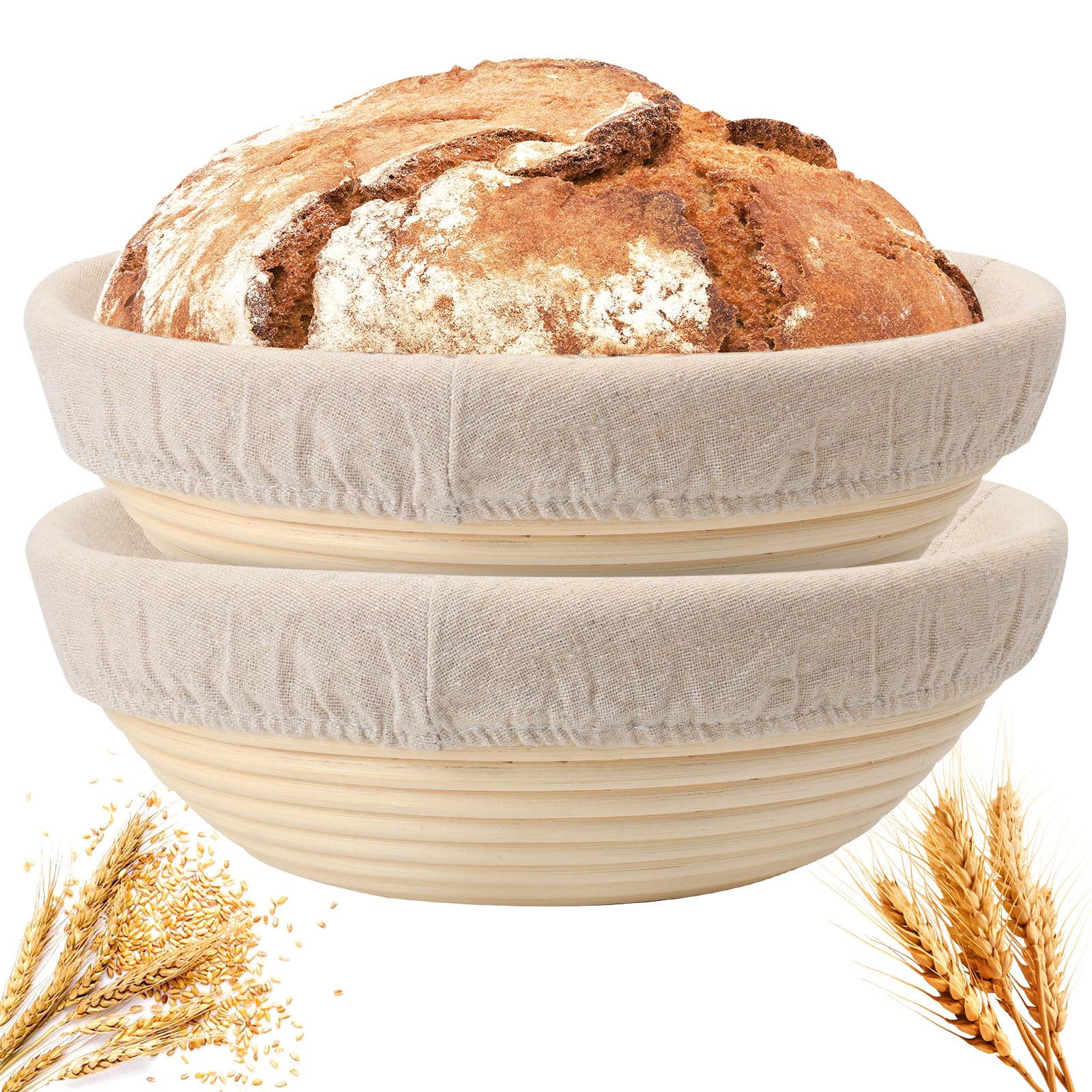 Lot de 4 corbeilles à pain rondes 22.9 cm Banneton pour levain maison