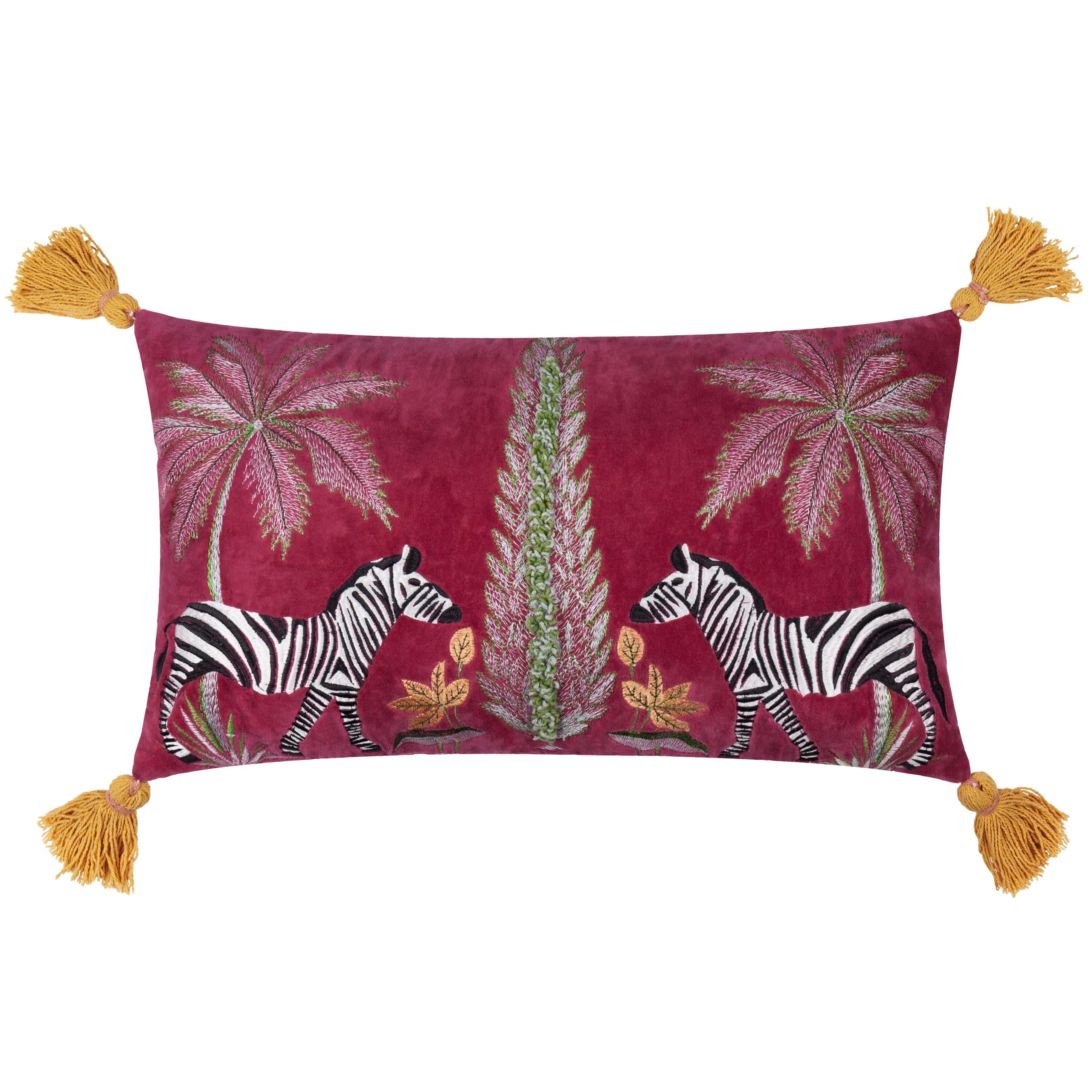 furn. Wylder Tropics Kalahari Embroidered Velvet Cushion Cover - Multicolour - 30x50cm