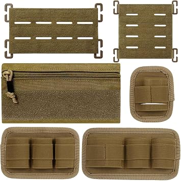 6 Piece Tactical Bag Insert Pack, Modular Elastic Loop Panel Organizers Pouch Insert Attachment with Hook Backed Fastener for Backpack Accessories