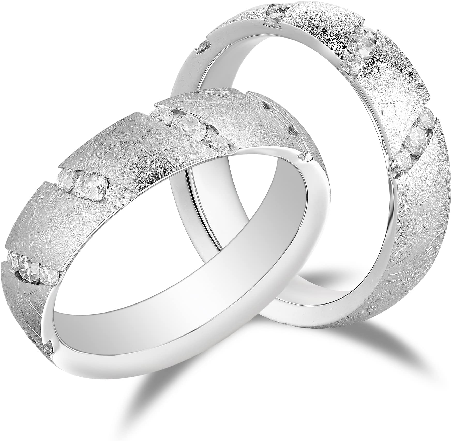 DovEggsPlatinum Plated Silver 0. 33ctw 1.5mm G-H-I Color Heart Arrows Cut Moissanite Half Eternity Engagement Wedding Band for Women and Men Band Width 4.7mm