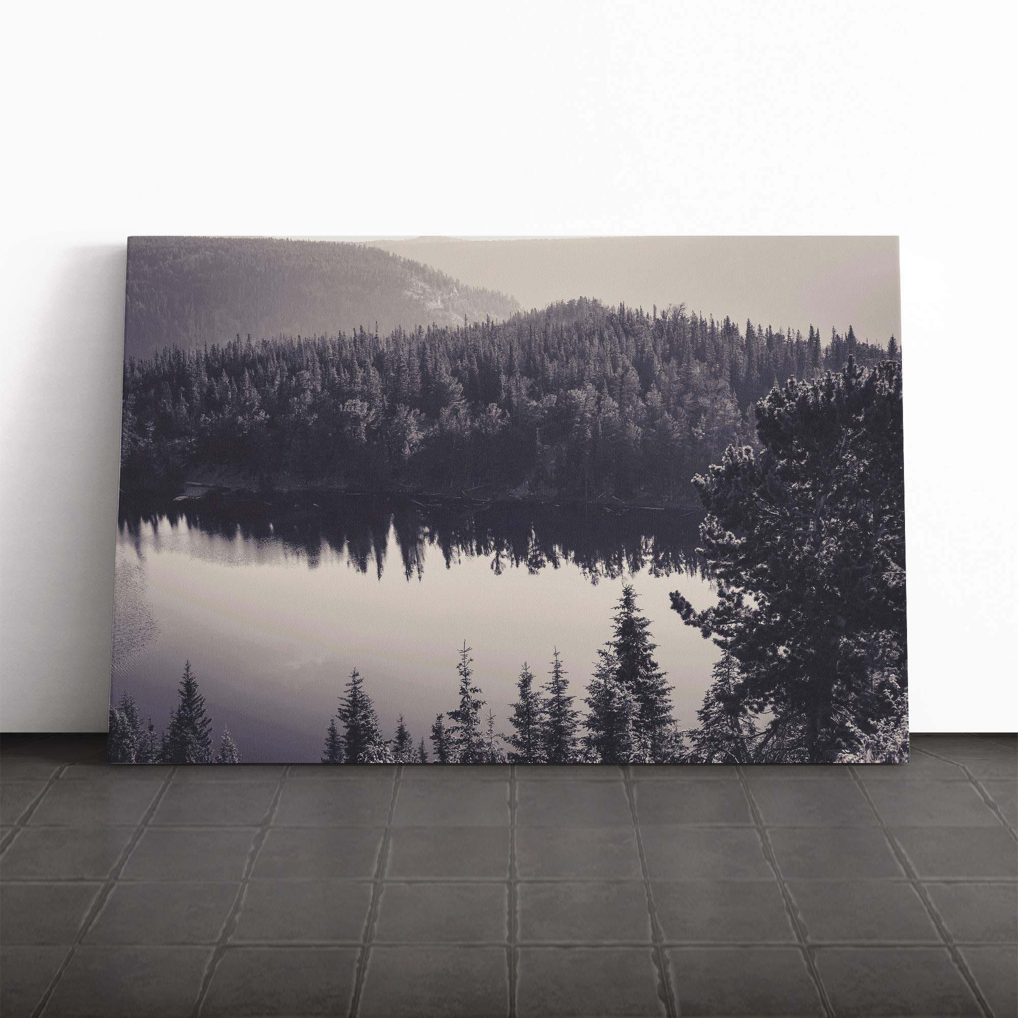 Landscape Forest and Lake Canvas Print | Gallery Wrapped 30mm Frame Wall Art | 30x20 inches | Ready to Hang | Modern Landscape Picture | Living Room Bedroom Lounge Office
