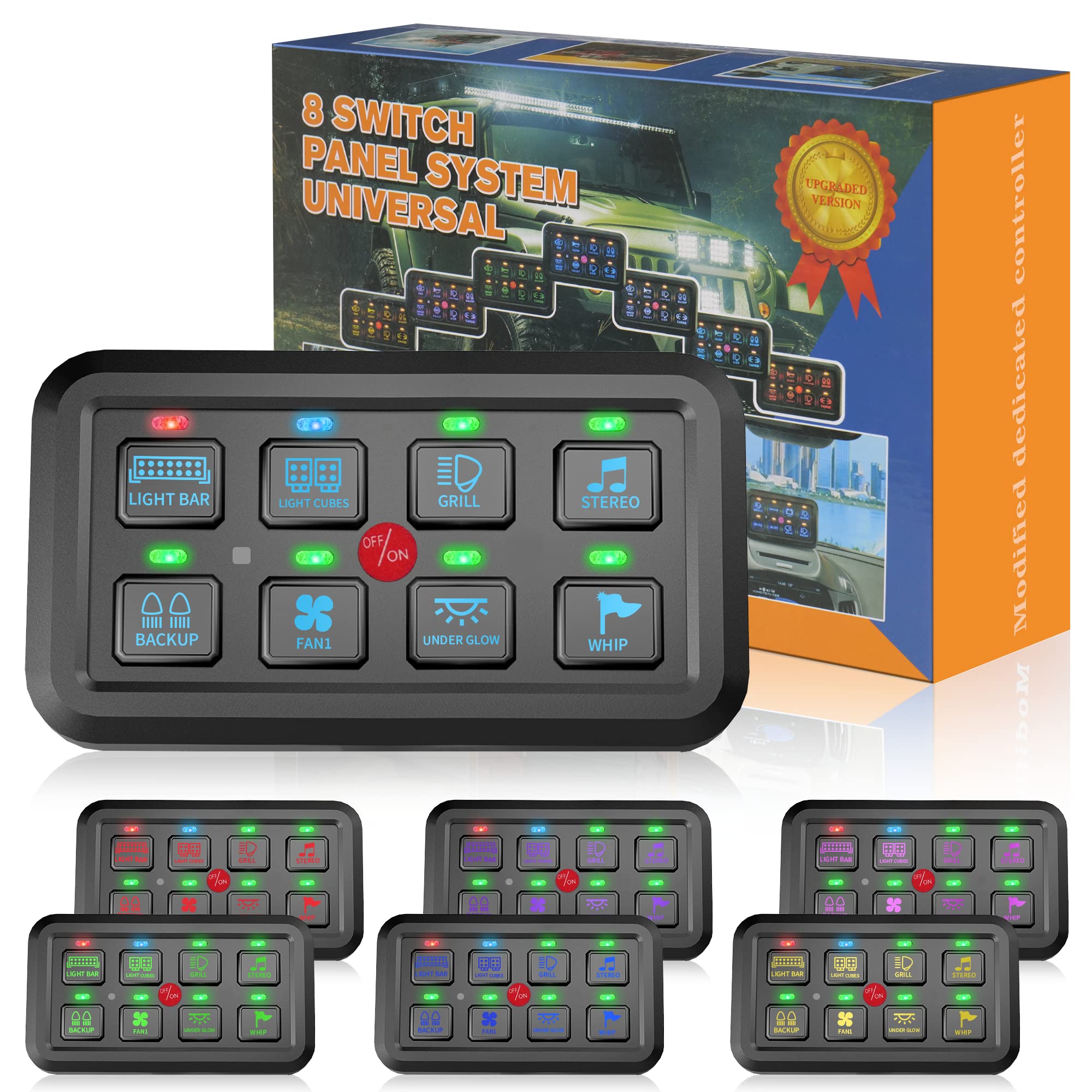 Buy 8 Gang Switch Panel, CAMIY Automatic Dimmable Switch Panel RGB Back