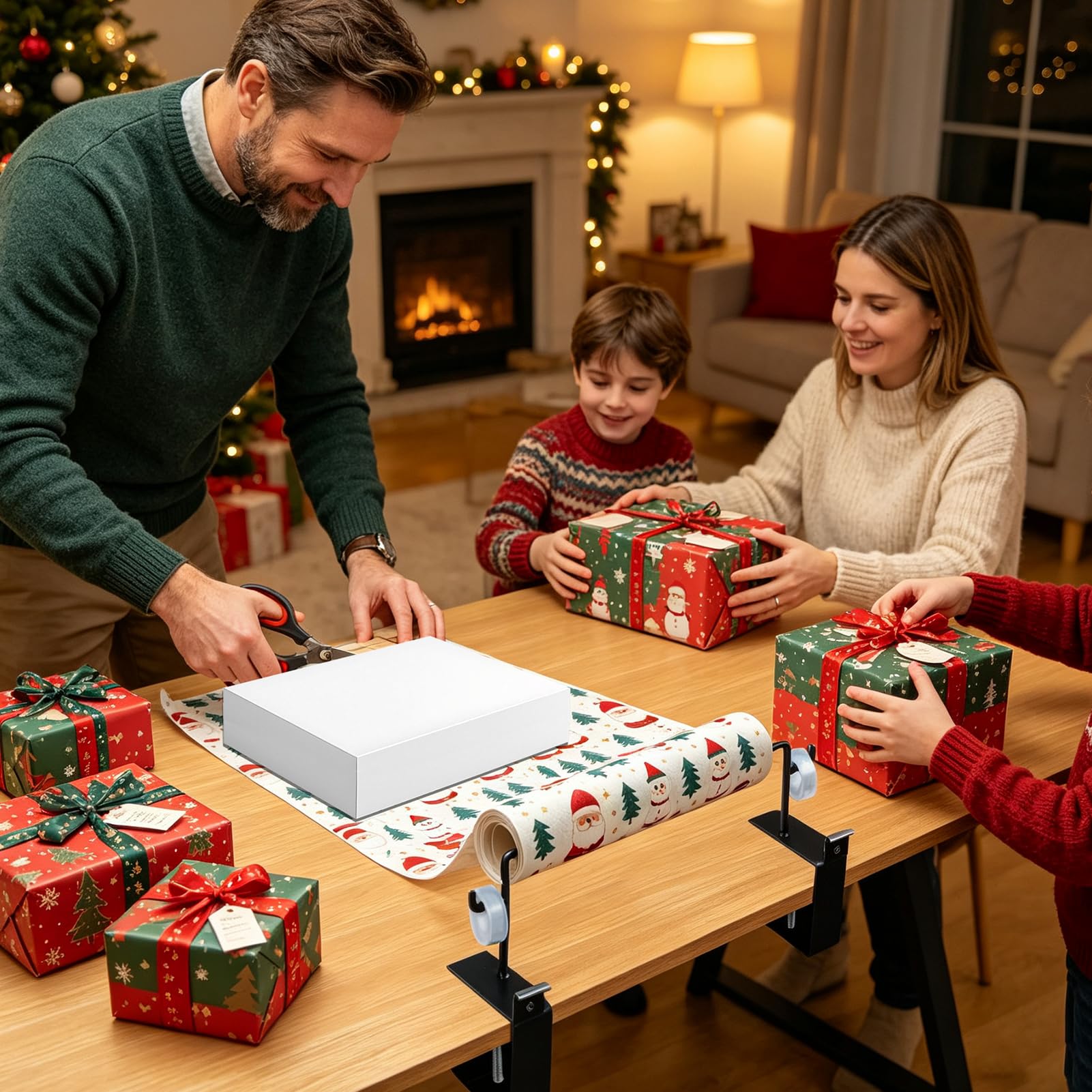 Outil d'emballage cadeau de table avec distributeur de ruban adhésif