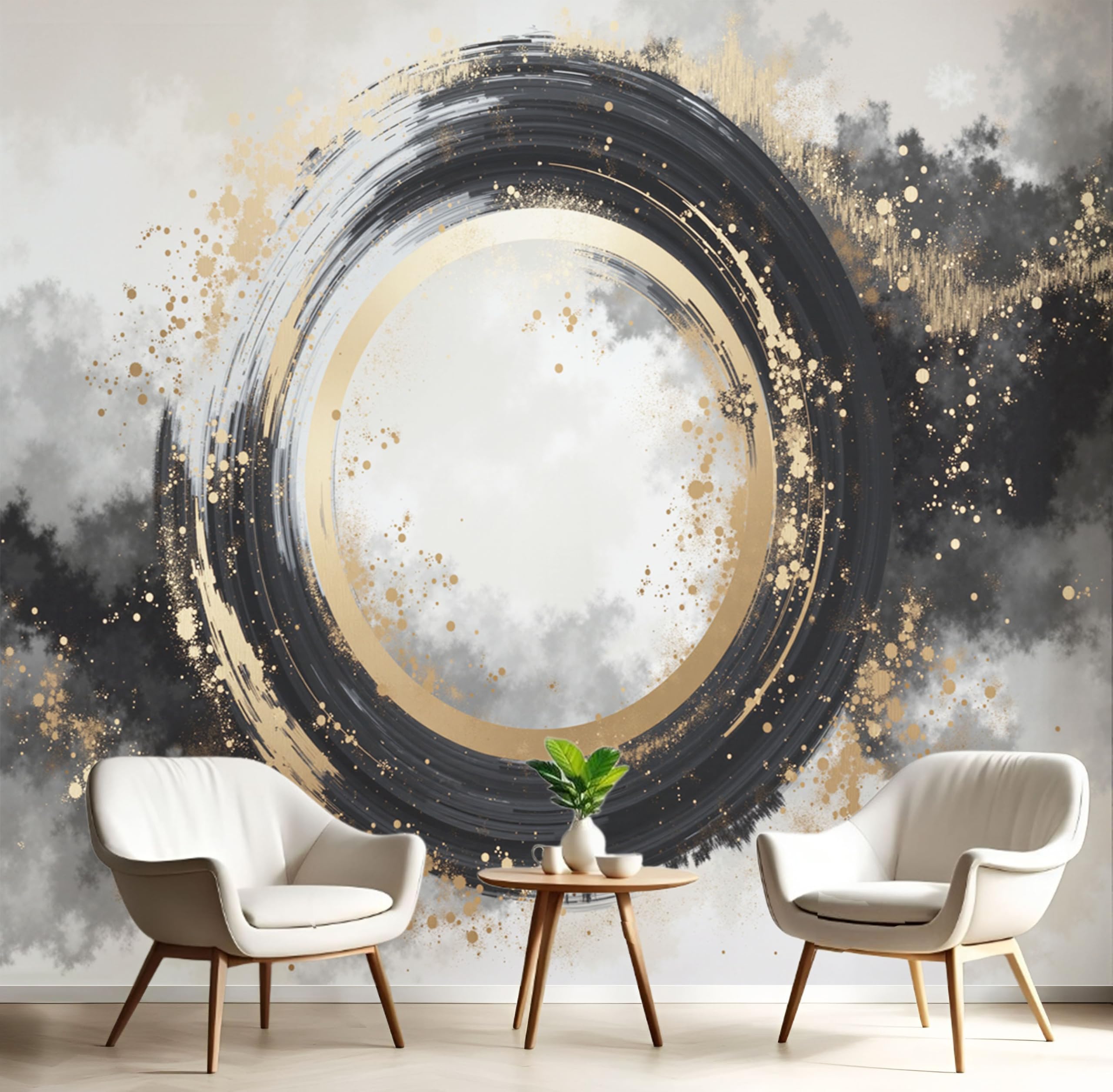 Papier peint panoramique géométrie abstraite 450x315cm pour habiller un grand mur blanc