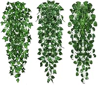 ROLLWAY Műnövény Függő Borostyán Szett - 3 db 96 cm Hosszú Élethű Műborostyán Dekoráció Beltéri és Kültéri Használatra, Falra, Erkélyre, Ker 1