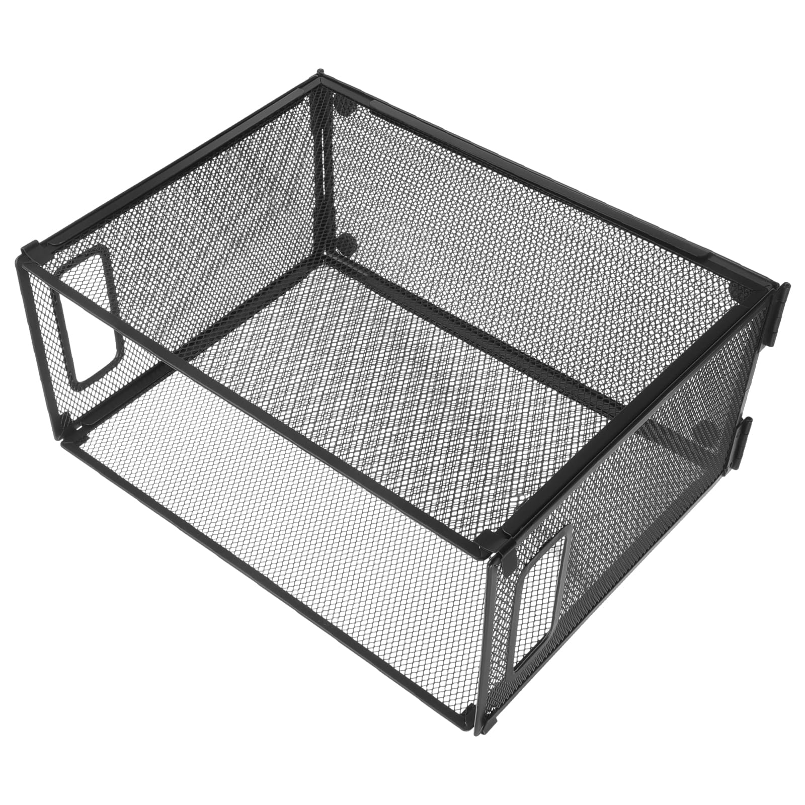 Organizer Documenti Pieghevole in Acciaio Inox Nero a Strati | Grande Spazio e Accesso Rapido, per Casa e Scrivania, Stile Semplice ed Elegante