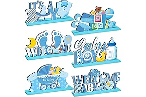 6 Pcs Blue Baby Shower Wooden Table Centerpieces