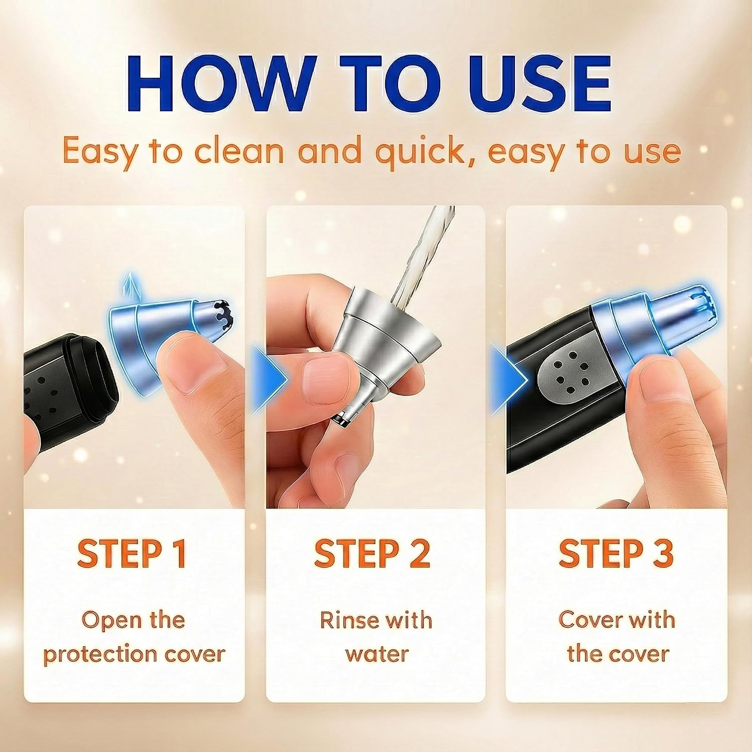 Bekhic® Ear and Nose Hair Trimmer Clipper - 2025 Professional Painless Eyebrow & Facial Hair Trimmer for Men Women, Battery Operated Facial & Eyebrow Hair Remover, Dual-Edge Blades, Painless Grooming